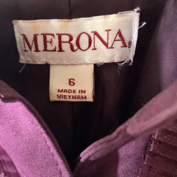 Vintage Merona Ruffled Midi Dress Women's Size 6 Cap Sleeves Button Down Belted - Picture 9 of 10